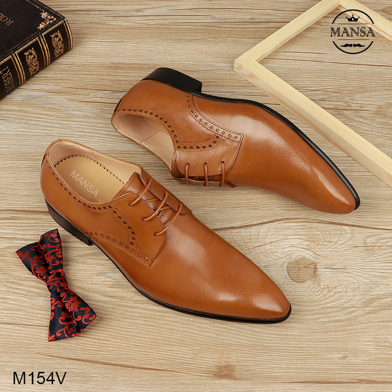 giày nam buộc dây màu vàng